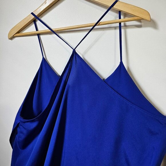 EUC LIKE NEW FREE PEOPLE INTIMATELY ELECTRIC BLUE V NECK WRAP TANK DRESS SZ LRG - Picture 3 of 10